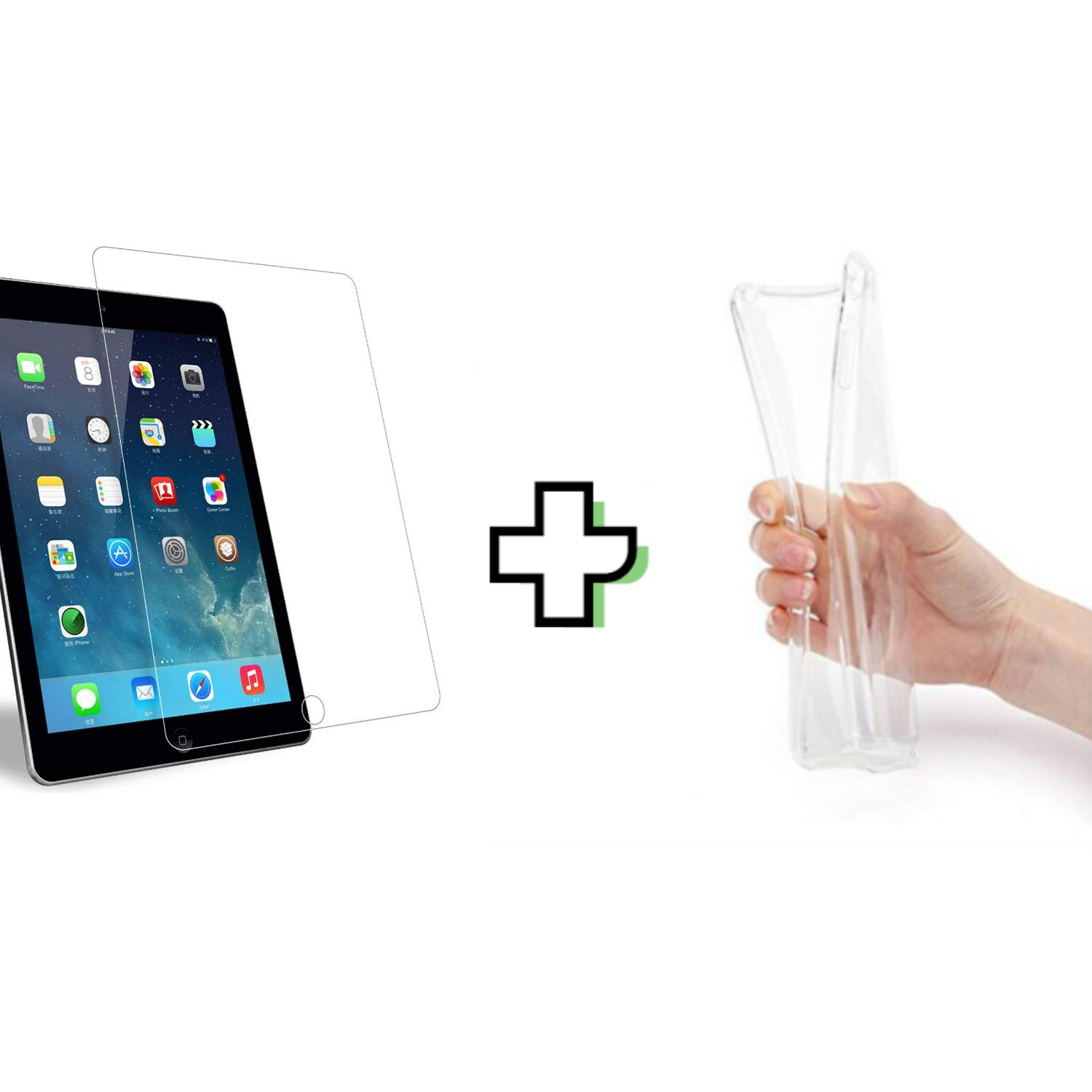 

Чехол для планшета 2 в 1 со стеклом для iPad Air 1 2 9,7 дюйма 2017 г. 2018 г. для iPad 2 3 4 mini 1 2 3 4 5 6 10,2 дюйма 7 8 9th Pro 11 Мягкий силиконовый чехол для подушки безопасности из ТПУ For mini 45 TPU+Glass чистый