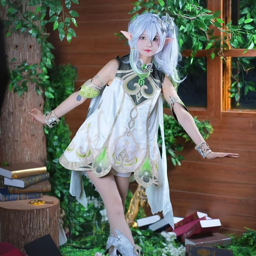 Nahida Cosplay Costume Lesser Lord Kusanali Full Set Dress Ears Wig Nahida Outfits for Comic Con