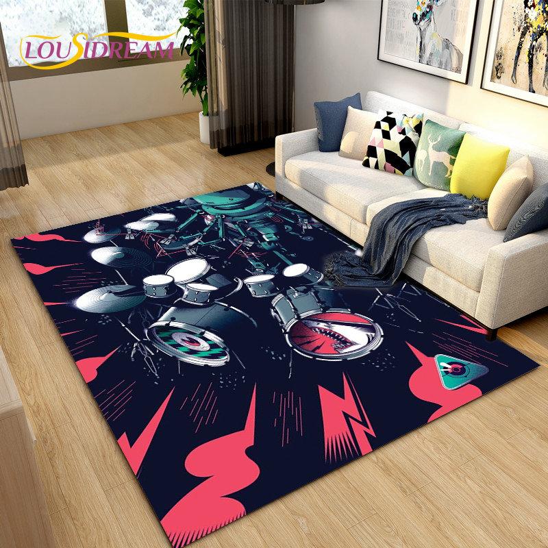 Drum Kit Music Instruments Area Rug Large,Carpet Rug for Living Room Bedroom Sofa Doormat Decoration,Kitchen Non-slip Floor Mat