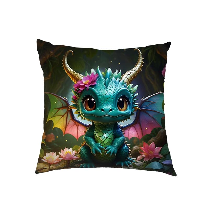 Niedliche Drachenbaby Kissenbezüge Fantasy Elfenmädchen Kissenbezüge Heimdekoration Schlafzimmer Büro Kissenbezug Zierkissenbezug Geschenk