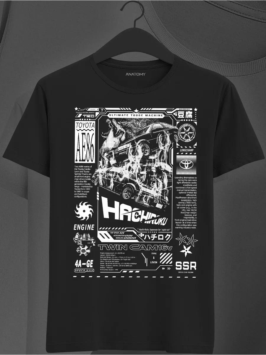 Black cotton T-shirt with print XL