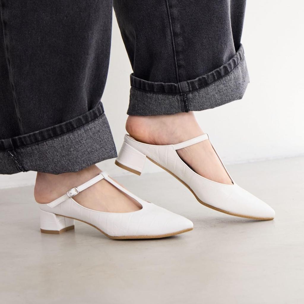 HIMIKO/Himiko/Spitze Zehen T-Riemen Pantoletten/651507 Off White 230