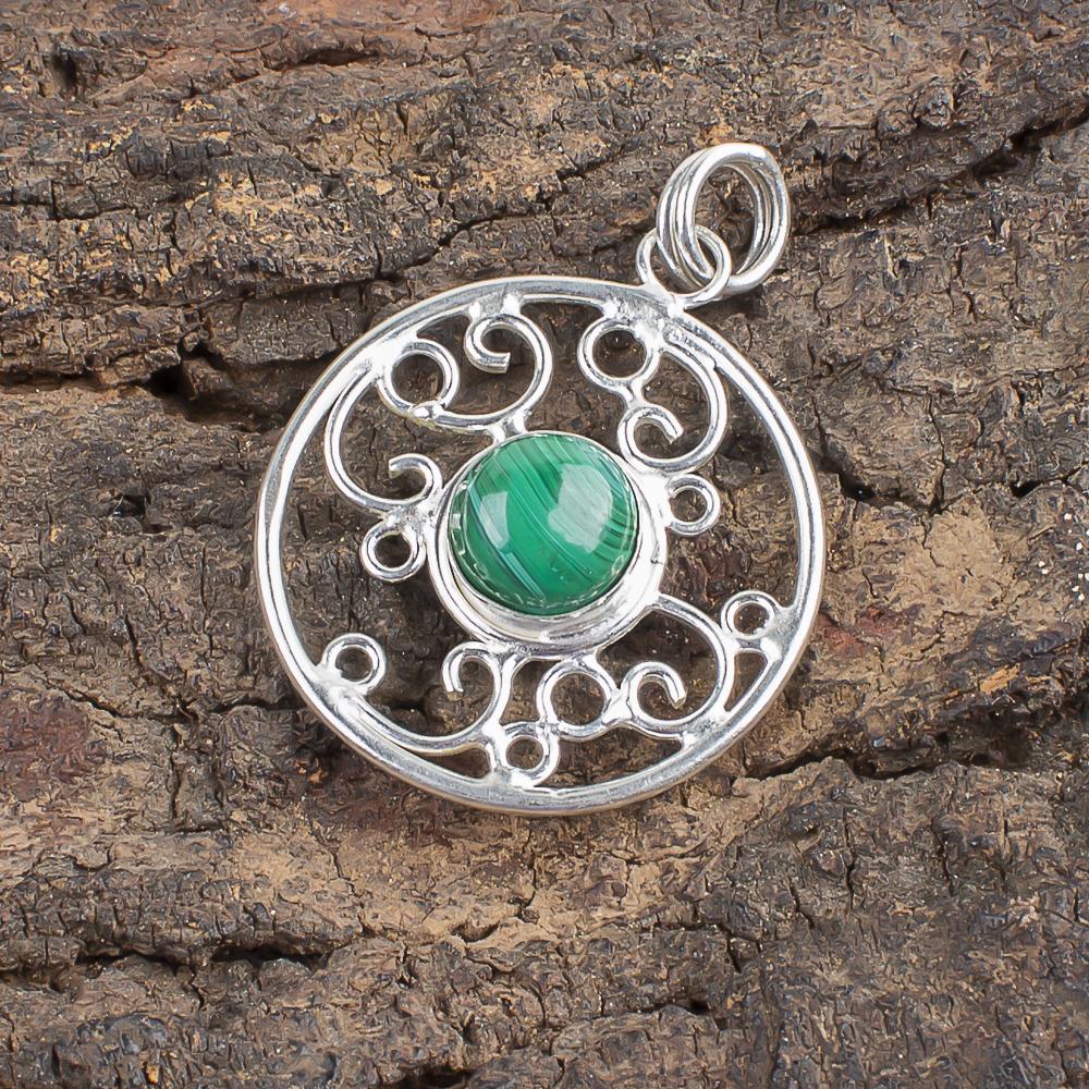 Malachite Gemstone Pendant Jewelry, 925 Solid Sterling Silver Pendant Jewelry, Handmade Artisan Jewelry For Wedding Gift