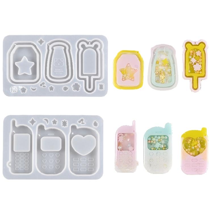 Resin Shaker Mold Quicksand Resin Casting Epoxy Silicone Mold for DIY Keychain