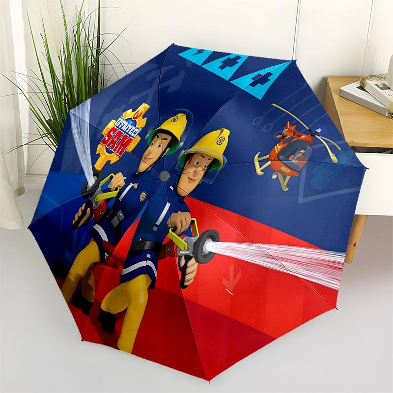 

Fireman Fire trucks Themed Travel Umbrella-8 Ribs Automatic Opening and Closing, Portable Folding Design, Compact and Stylish Umbrella Suita