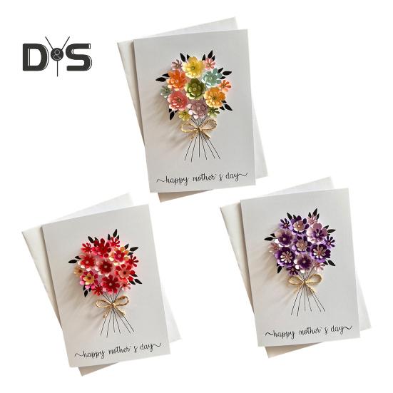 3D Pop Up Happy Mother's Day Card Artificial Flower Greeting Card with Envelope And Insert for Mom Grandma Wife Daughter