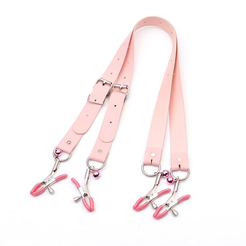 Adjustable Labia Spreader Straps with Clamps Breast Nipple Clip Vagina Stimulator BDSM Adult Bondage Restraints Couples Sex Toys