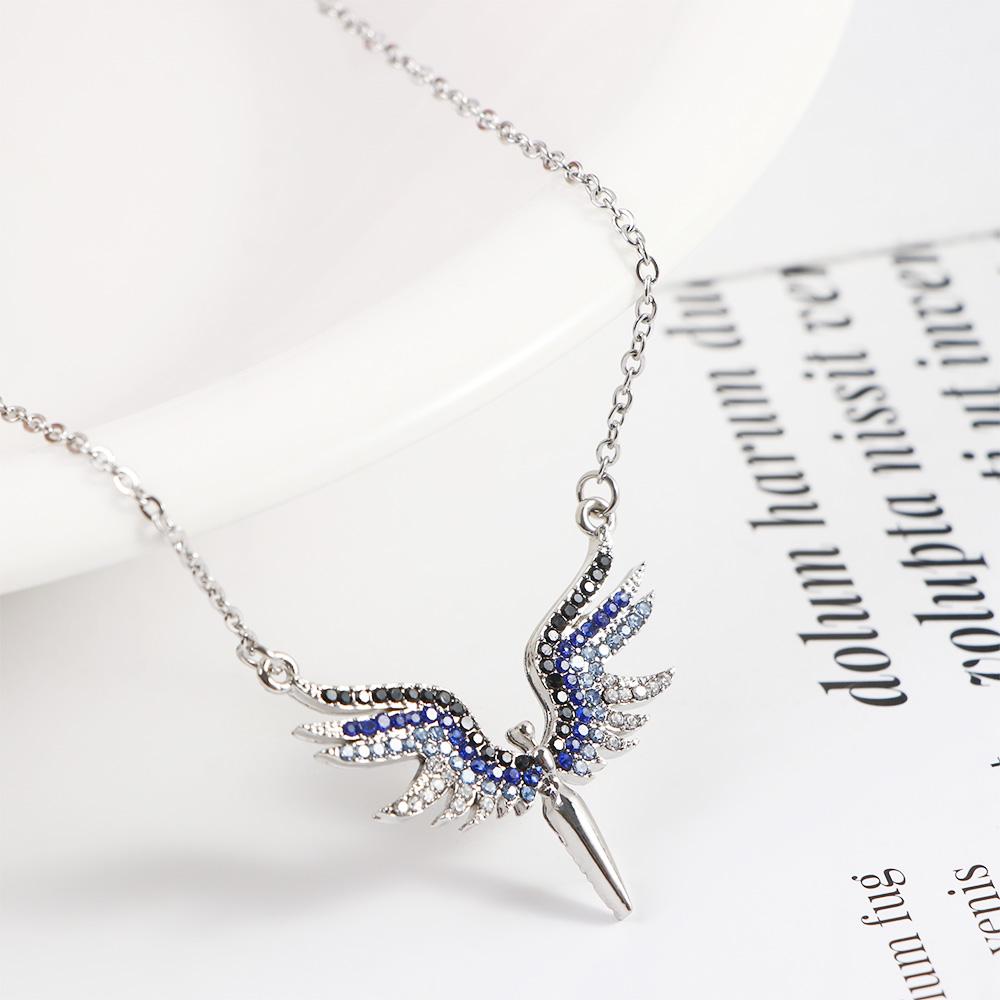 Temperament Zinc Zinc Alloy Crystal Angel Wings Choker Korean Neck Jewelry Woman Necklaces Clavicle Chain