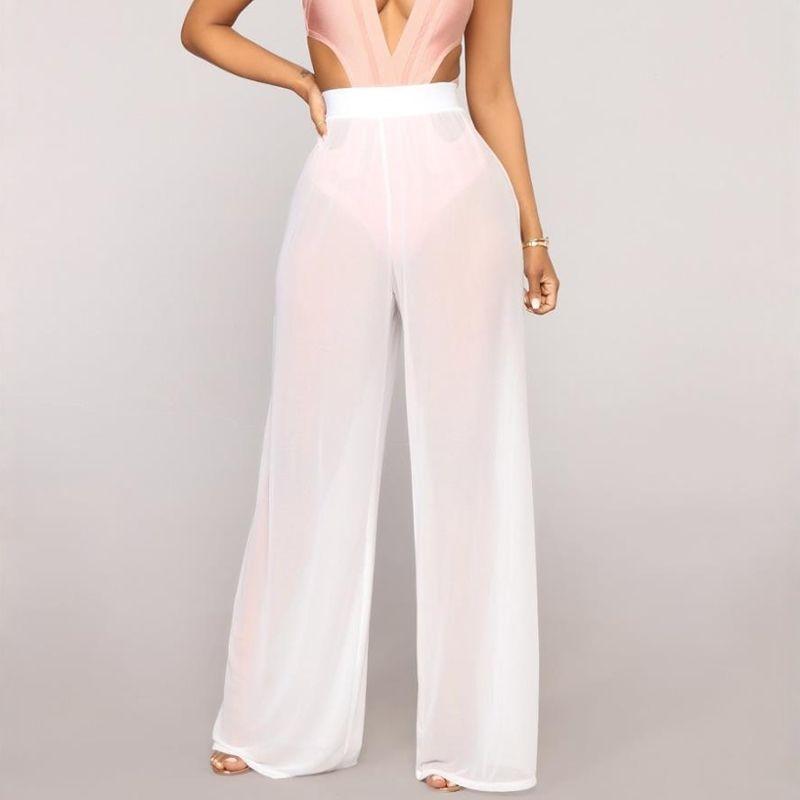 

Fashion Fashion Sexy Sheer Mesh Loose Pants Pants Female Sexy Mesh Pants Trousers White S