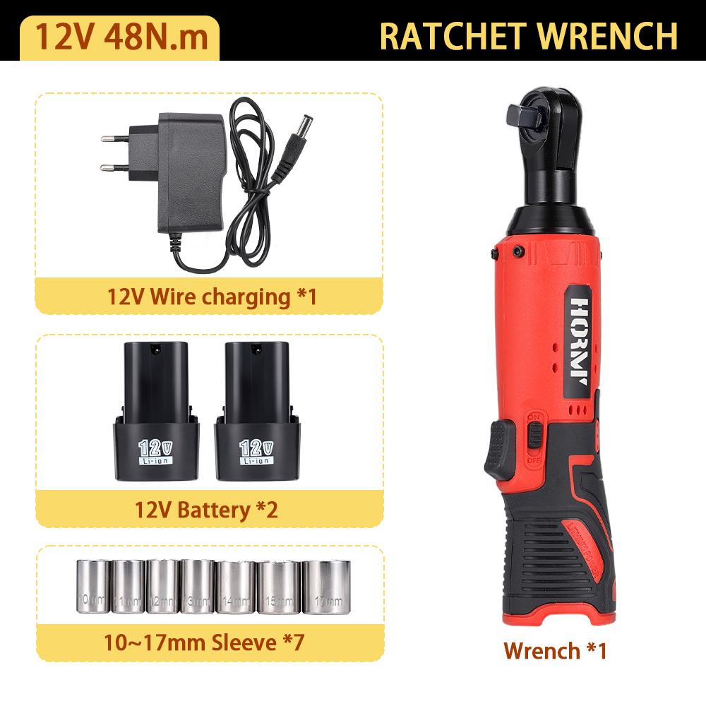 3/8" 12v  Right Angle Ratchet Wrench Removal Screws Electric Cordless Ratchet Wrenches KitLithium Power Car Repair Tools
