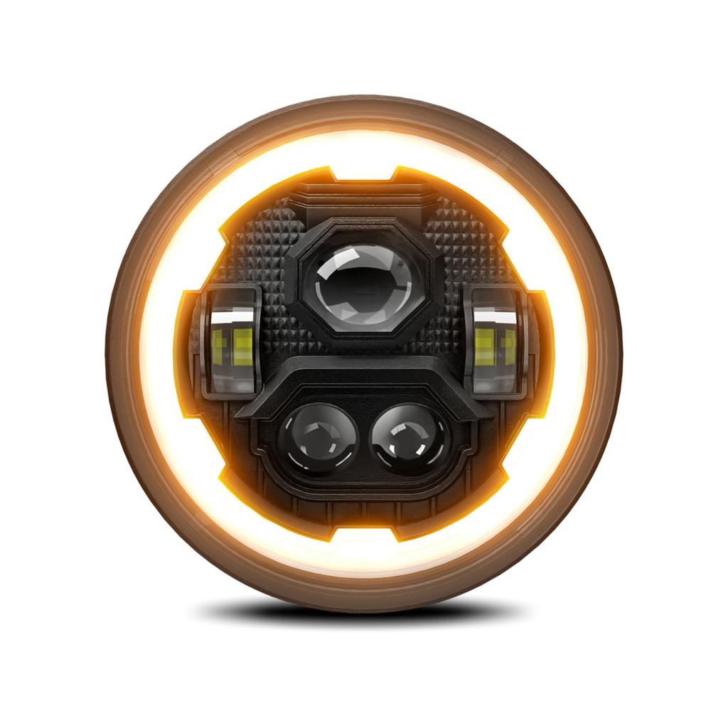 7 Inch Car LED Headlight 7" Round Headlight with White High Low Beam DRL and Amber Turn Signal