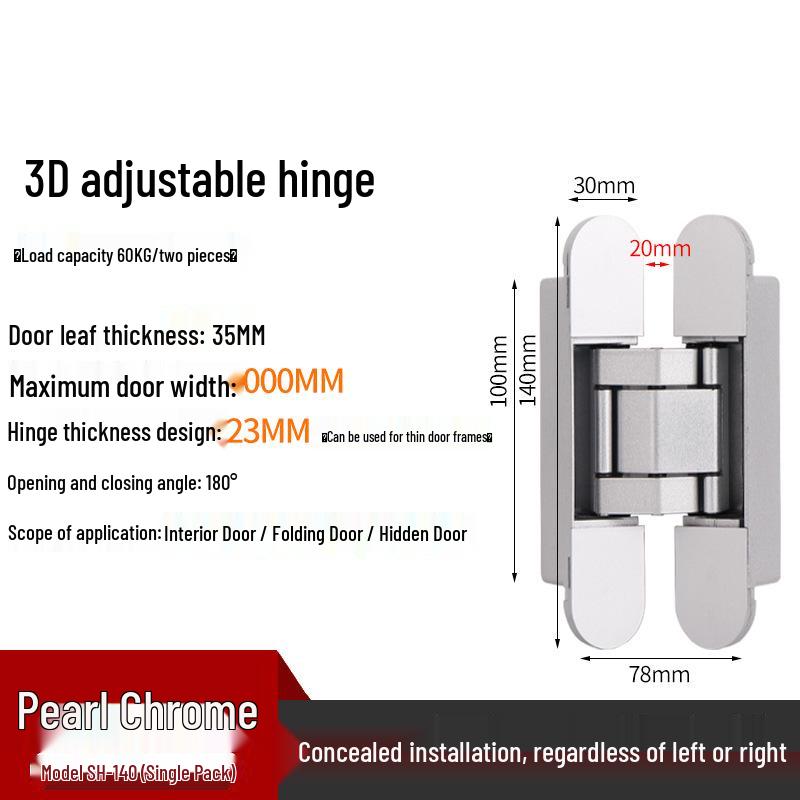 Three-Dimensional Adjustable Concealed Zinc Alloy Hinge for Outward Opening Wooden Doors