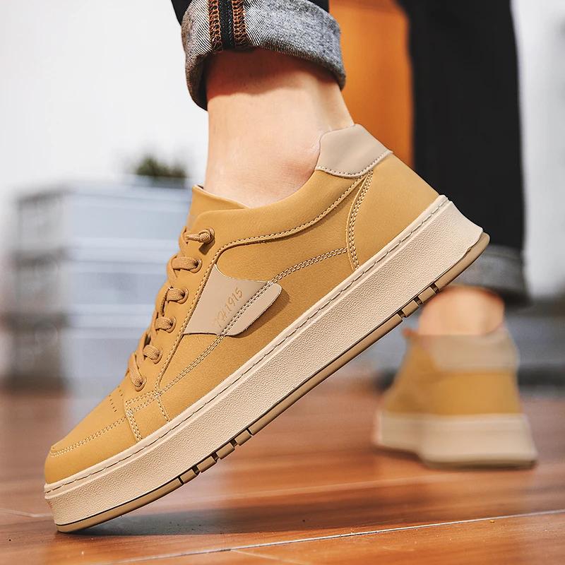 Fashion Casual Leather Outdoor Sneaker Tennis Men Vulcanized Shoes 2024 Antiskid Runnin Shoes Luxury Brand Thick Bottom Driving Shoes