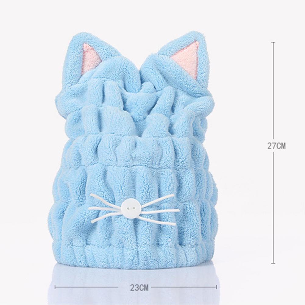 Hair Drying Adjustable Cap Hair Wrap Towel Cute Bath Hair Hat With Ears Cat