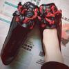 2025 Summer Genuine Leather Flats Women Soft Slip-On Flat Shoes Black Red Floral Mom Loafers Moccasin Lady Designer Shoes