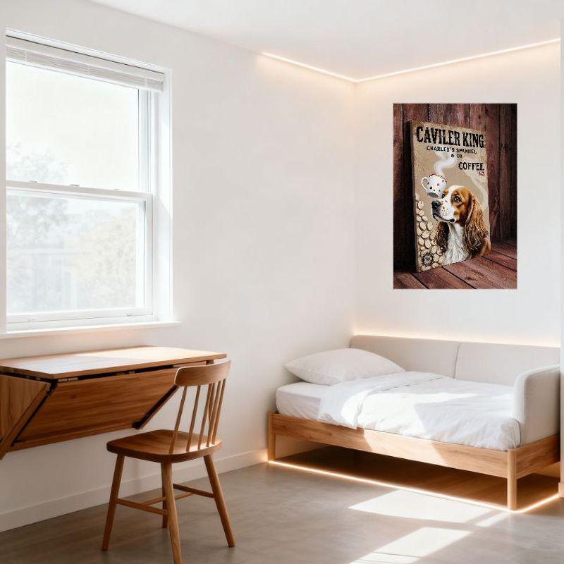 Vintage Caviler King Charles Spaniel Coffee Metal Tin Sign for Cafe Bar Home Man Cave Decor