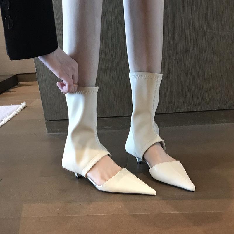Breathable Cool Boots Pointed Low Heel Short Boots Thin Elastic Summer