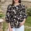 ZANZEA Blusa Estiva Casual da Donna a Girocollo a Maniche 3/4 Ampia con Stampa