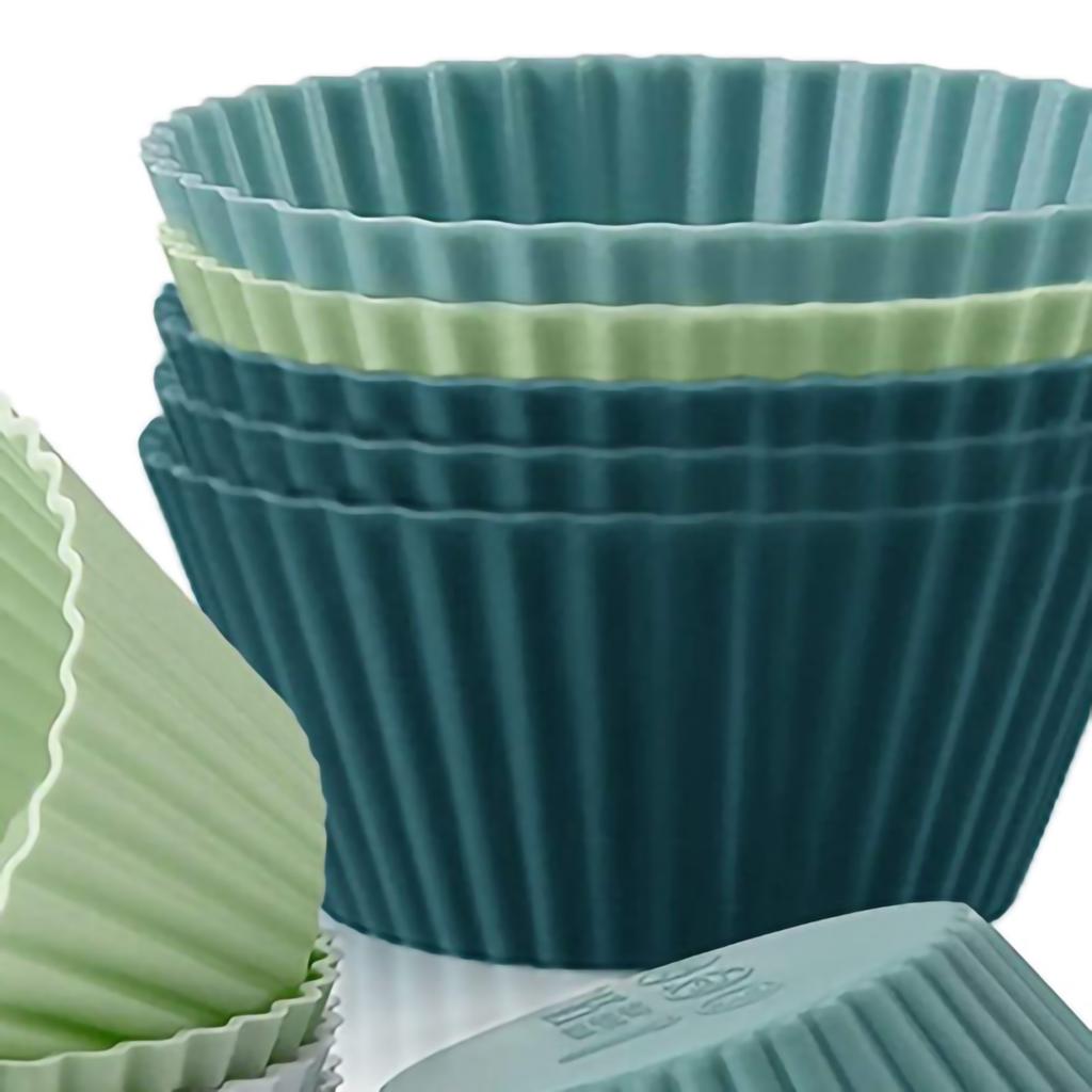 Muffin Cup Morandi Color Round Egg Tart Steamed Egg Silicone Complementary Food Mold 12Pcs