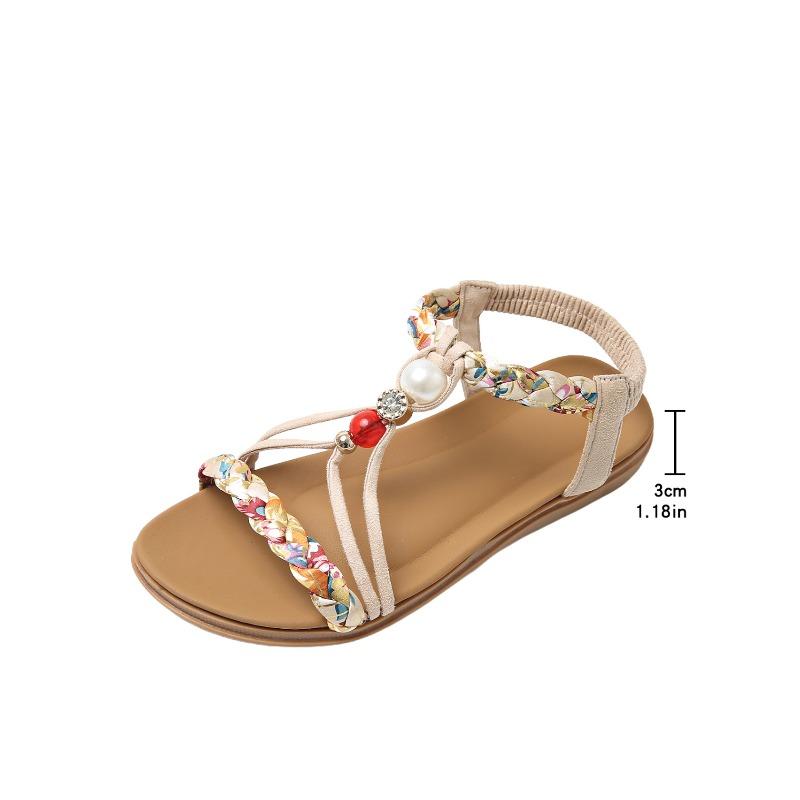 Women’s Bohemian Metal Strap Open-Toe Beach Slide Sandals