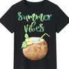 Unisex Black Graphic Tee Watercolor Summer Fruits Print Watermelon Coconut Drink With Hello Summer Crew Neck Casual Short Sleeve TShirt