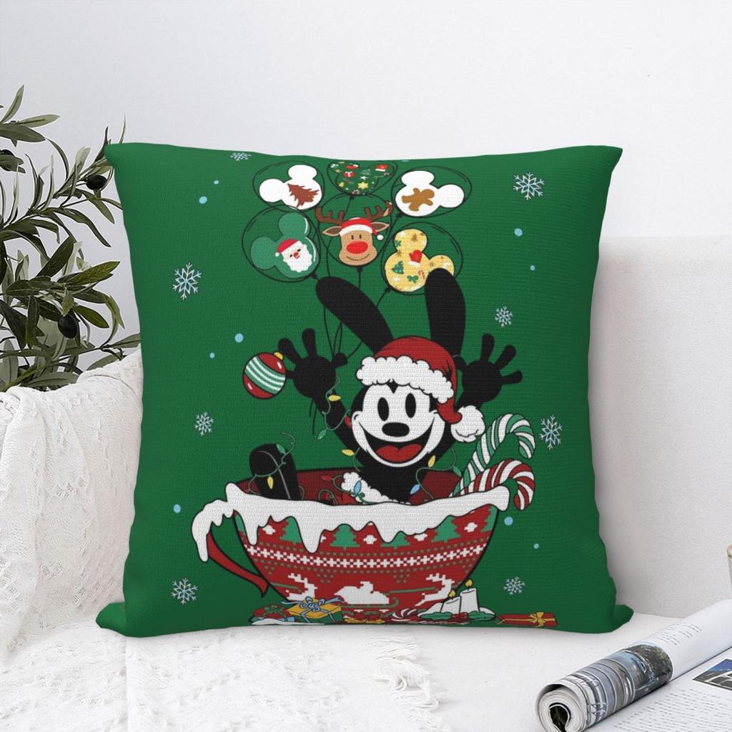 Merry Christmas Holiday Season Pillowcase Soft Polyester Cushion Cover Decorative Mickey Mouse Pillow Case Cover Car Square