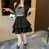 2025 Spring/Summer Women's High Waist Sweet Puff Double Layer Lace Skirt