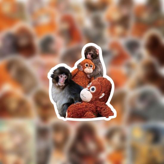 60Pcs Punch Monkey Cartoon Vinyl Sticker Set Fun Inspirational Waterproof Decals for Laptops Water Bottles Luggage Fun Expression Stickers