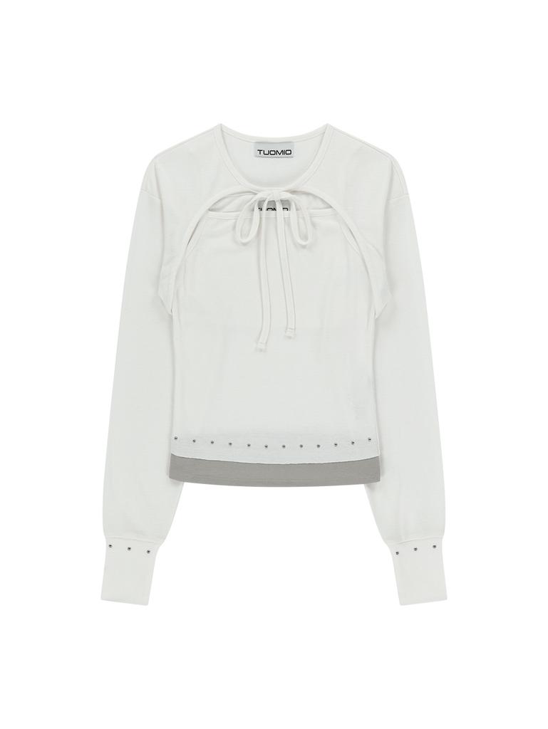 TUOMIO Two Tone Cardi Set [White]