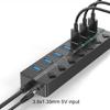 7/4 Port USB Hub With Extension Cable, USB Extension Hub Individual Controls, Wide Compatibility for Quick Data Transfer