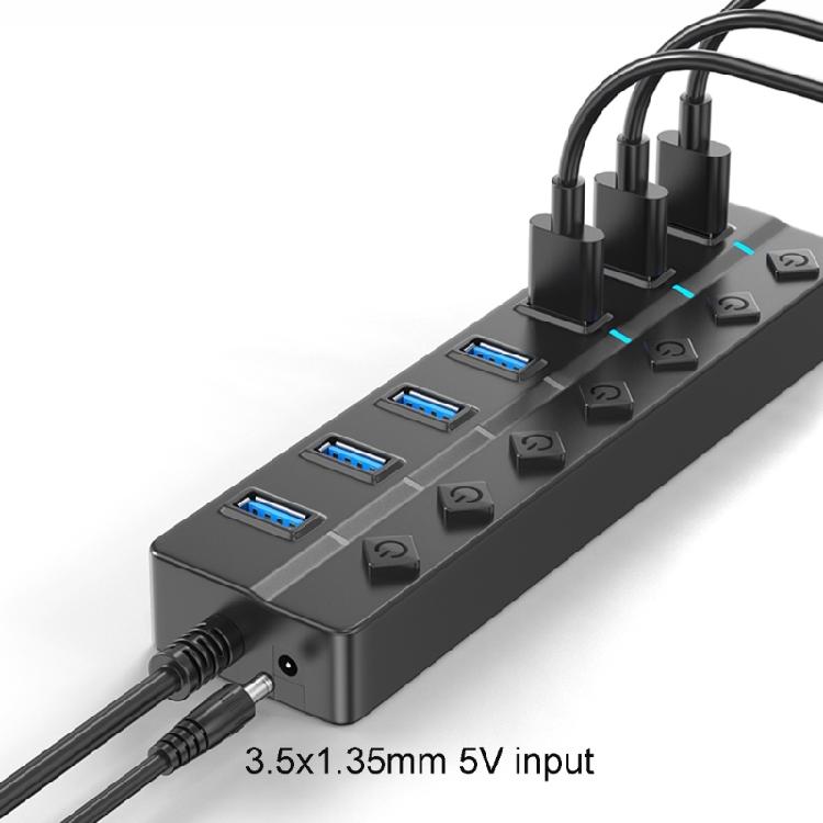7/4 Port USB Hub With Extension Cable, USB Extension Hub Individual Controls, Wide Compatibility for Quick Data Transfer
