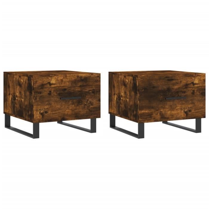 VidaXL Tables basses 2 pcs chêne fumé 50x50x40 cm bois d'ingénierie 829455