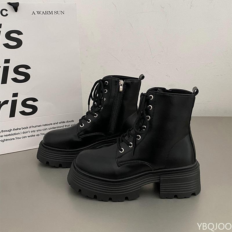 Thick Soled Simple Comfortable Daily Casual Women's Boots New Autumn Lace Up Simple Anti Slip Wear-resistant Short Boots