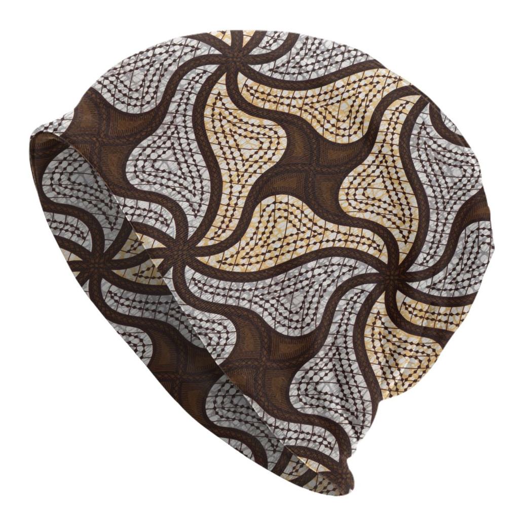 Custom African Ethnic Ankara Pattern Skullies Beanies Caps Unisex Winter Warm Knitting Hat Adult Bonnet Hats Outdoor Ski Cap
