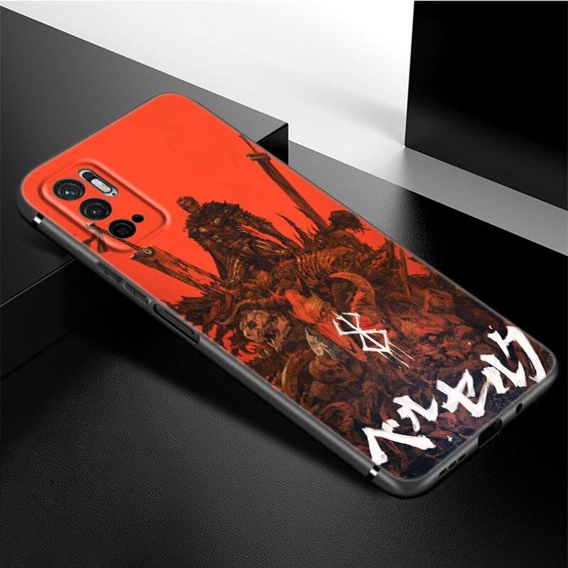 Anime Berserk Guts Phone Case For Xiaomi Redmi Note 11 10 9 8 Pro 11T 5G 10T 10S 9S 9T 9i 9C 9A 8T Soft TPU Black Cover