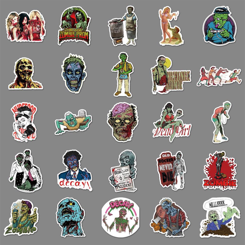 51 Creative Zombie Graffiti Stickers - Horror Series for Cars, Water Bottles, Suitcases, and Phone Cases
