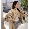 Korean chic autumn new retro British style stand-up collar design sense niche loose long-sleeved trench coat women