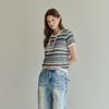 Maxza Mix Pattern Stripe Short Sleeve Knit