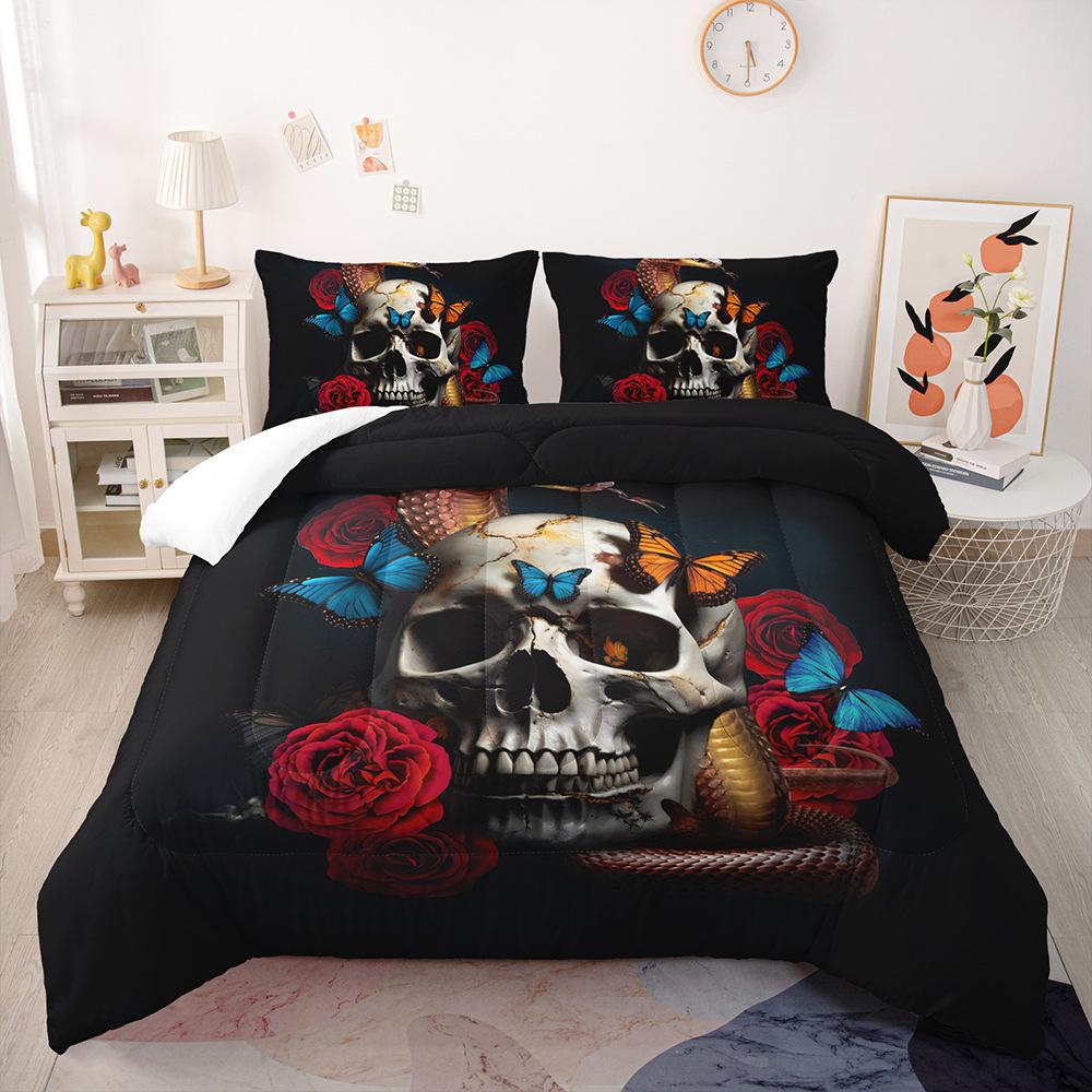 Gothic Style Bedding Set Rose Skull 3D Print Polyester Duvet Cover Single Twin Queen King Size for Home Decoration Birthday Gift