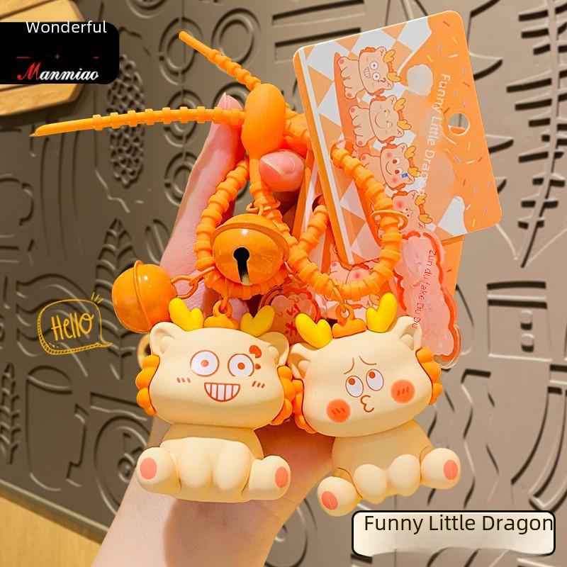 Adorable Cartoon Dragon Keychain Charming Silicone Key Ring For Couples Friends