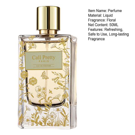 50ML Women Perfume Long-lasting Floral Fragrance Natural Plants Extract Fresh Liquid Perfume Spray for Neck Wrist Hair Body