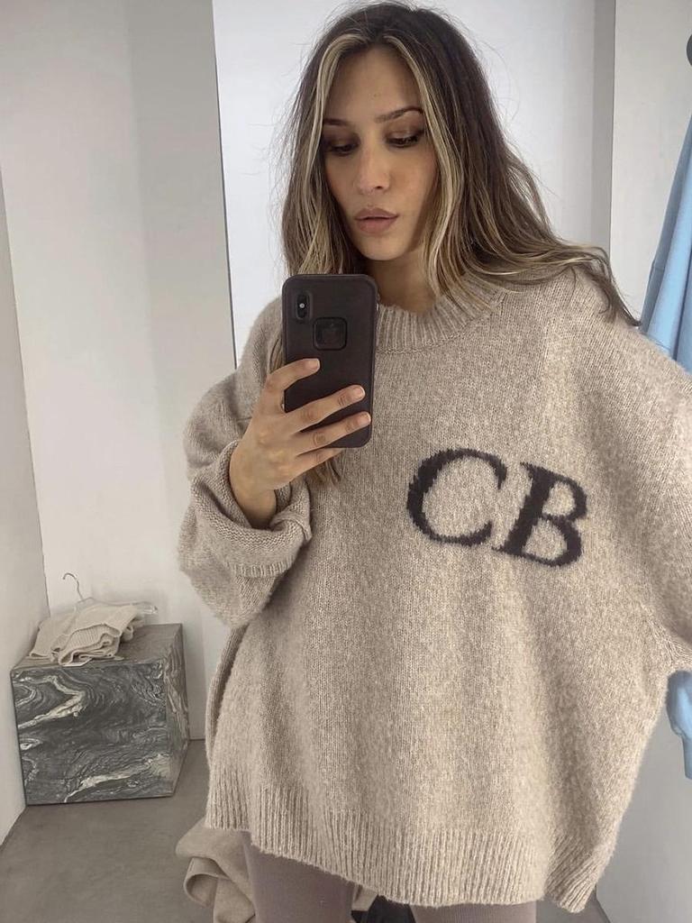 Pulover unisex de înaltă calitate Cole Buxton CB Jacquard cu litere, larg, cu gât rotund