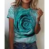 Nuova T-shirt da Donna a Maniche Corte con Stampa 3D Rose Graphix Estiva Casual Y2k Harajuku Girocollo Abbigliamento