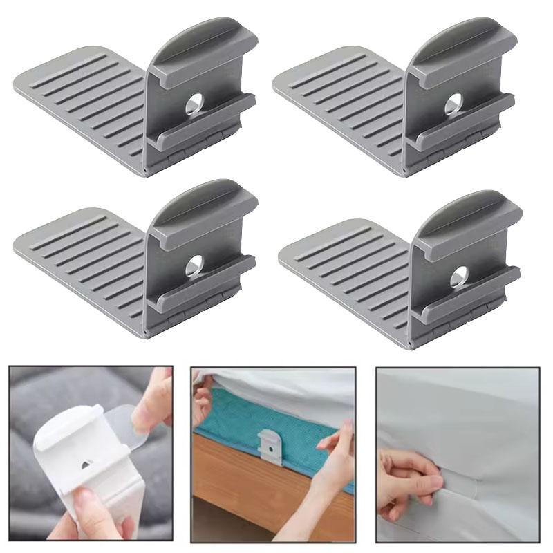 4pcs Non-Slip Bed Sheet Clips Multi-Functional Bed Sheet Holder Adjustable Plastic Bed Cover Fixing Clip No Drill Bed Sheet Grip