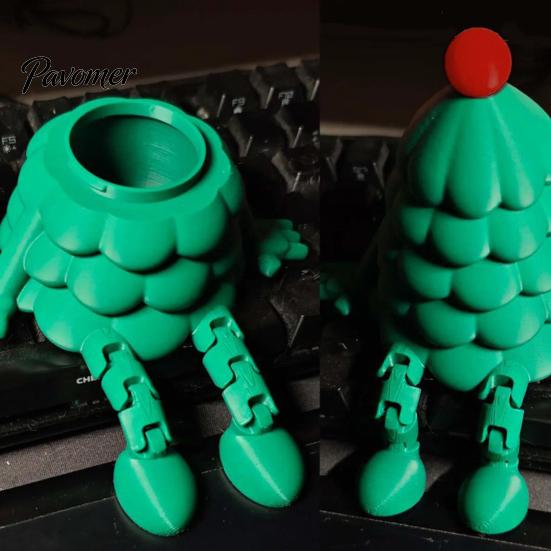 Articulated Tree Figures 3D Printed Christmas Storage Organizer with Removable Lid, Creative Desktop Funny Holiday Desk Decorations for Candies