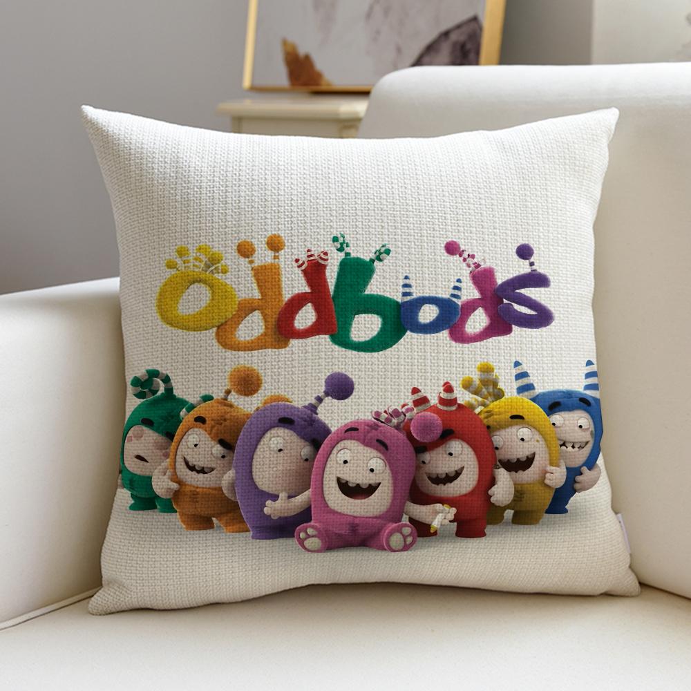 Fun CCartoon OddbodsS Cushion Cover Breathable and skinfriendly linen pillowcase square removable and washable cushion