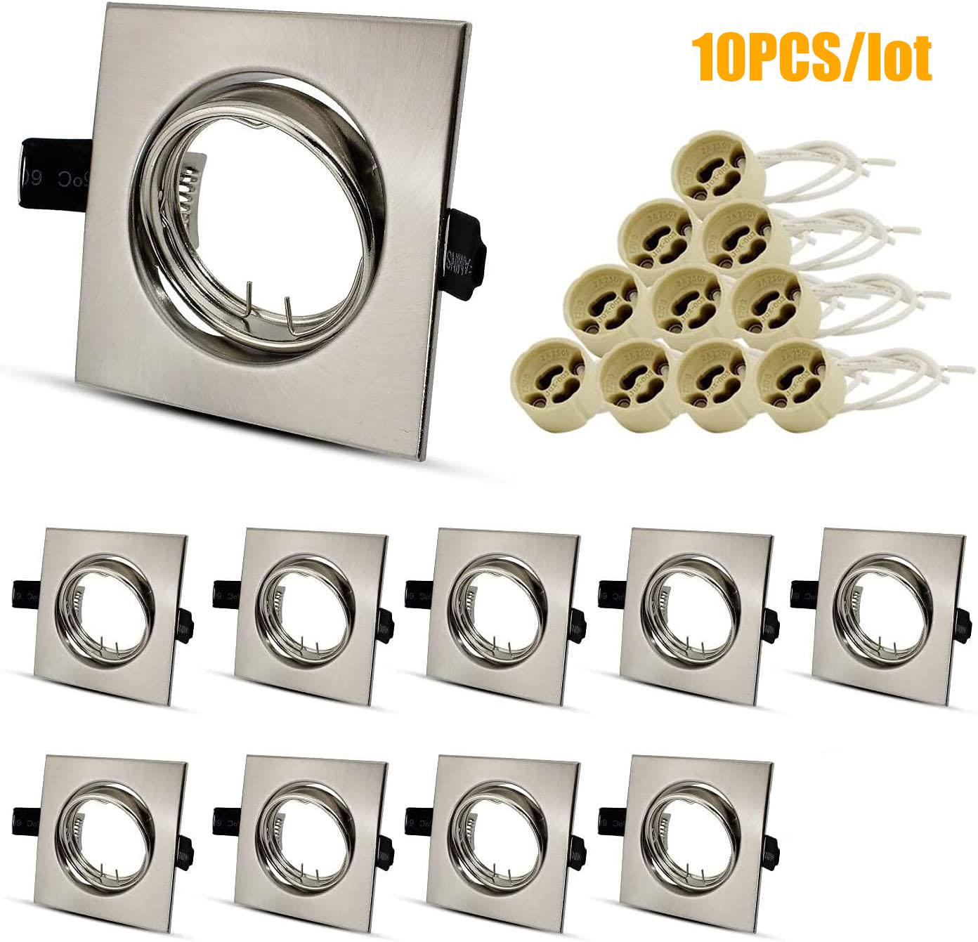 

Светодиодный встраиваемый потолочный светильник с вырезом 50 мм, монтажная рама GU10/MR16 GU5.3, квадратный держатель лампы, точечное освещение, светильники