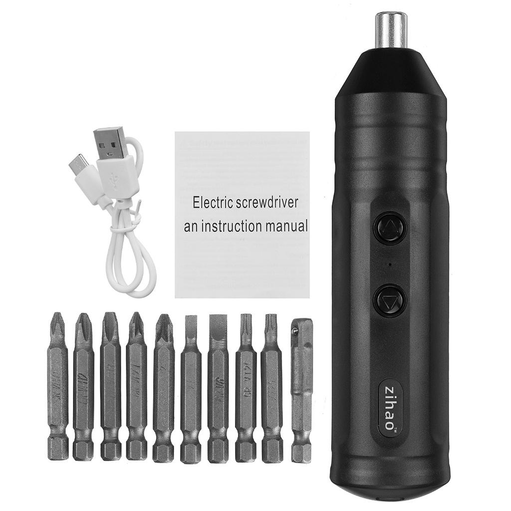 1/10/45pcs Mini Electric Screwdriver Battery Smart Cordless Automatic Screwdriver Multi-function Bits Portable Power Tools Set with Bits Black