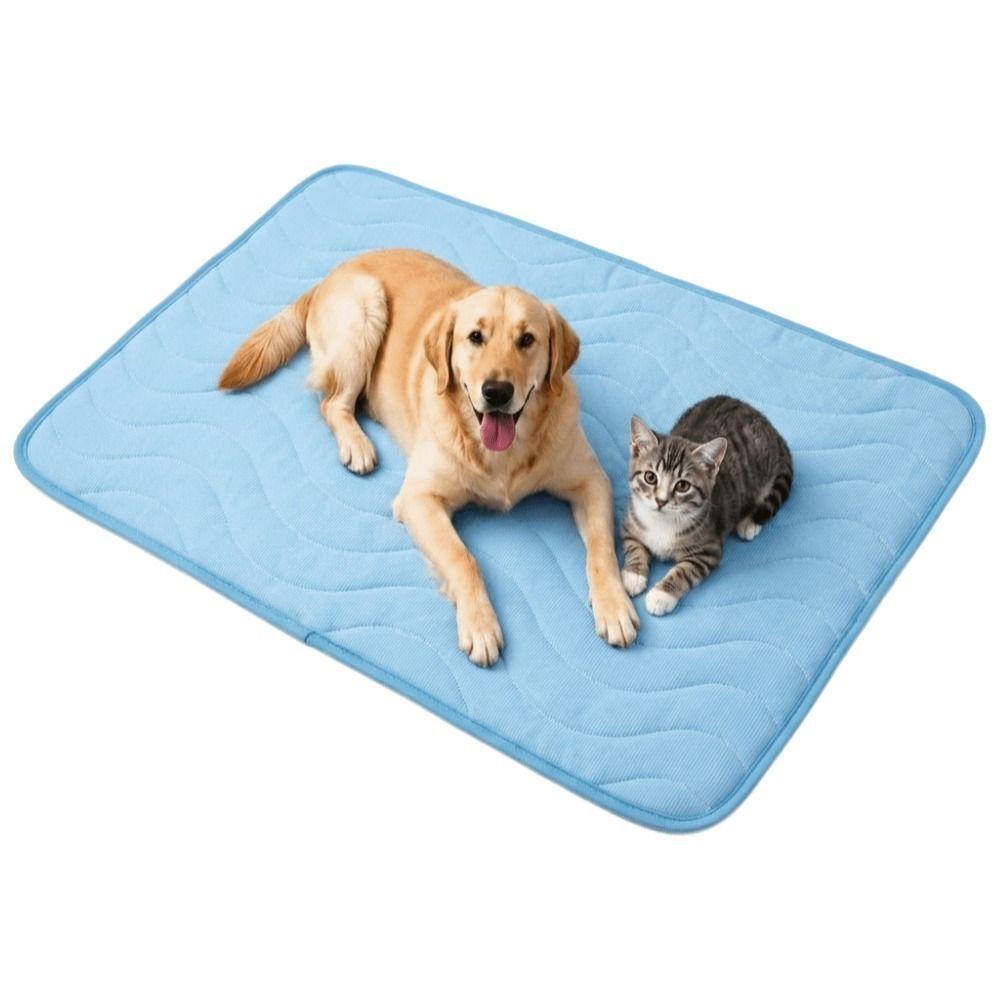 Tapis de Refroidissement pour Chat Chien en Soie Glacée Respirant Coussin de Couchage Durable Tapis de Glace Couvertures Fourniture pour Animaux
