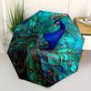 1pc Peacock Feather Compact Travel Umbrella, Automatic Folding Lightweight Windproof 8-Bone Reinforced Design, Portable for Backpack Durable